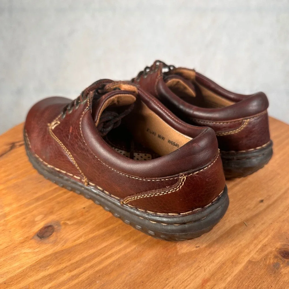 Born Leather Oxford Shoes Womens 8.5 Brown Good W6540 Lace Up Comfort Casual